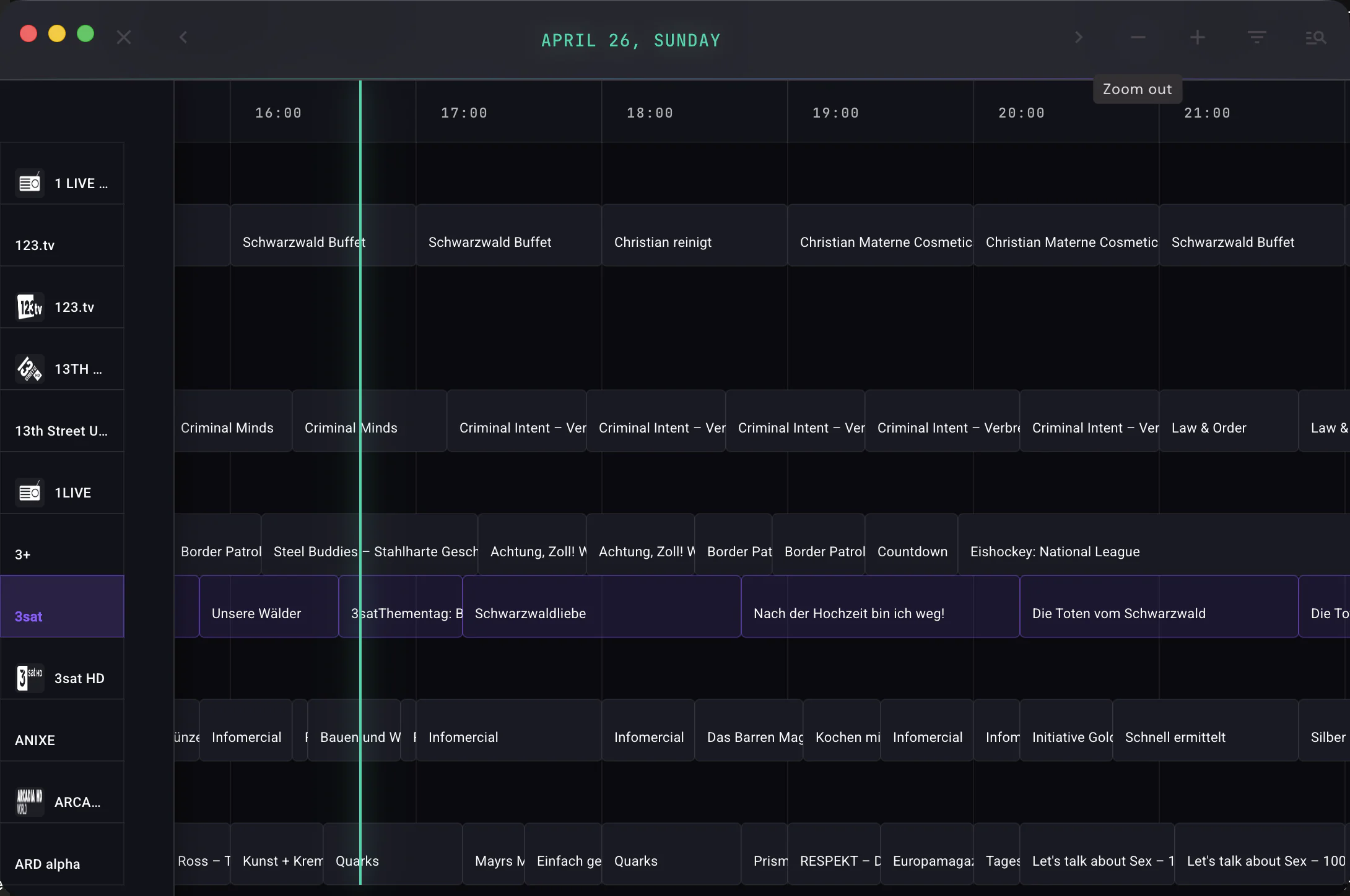 Multi-channel EPG grid
