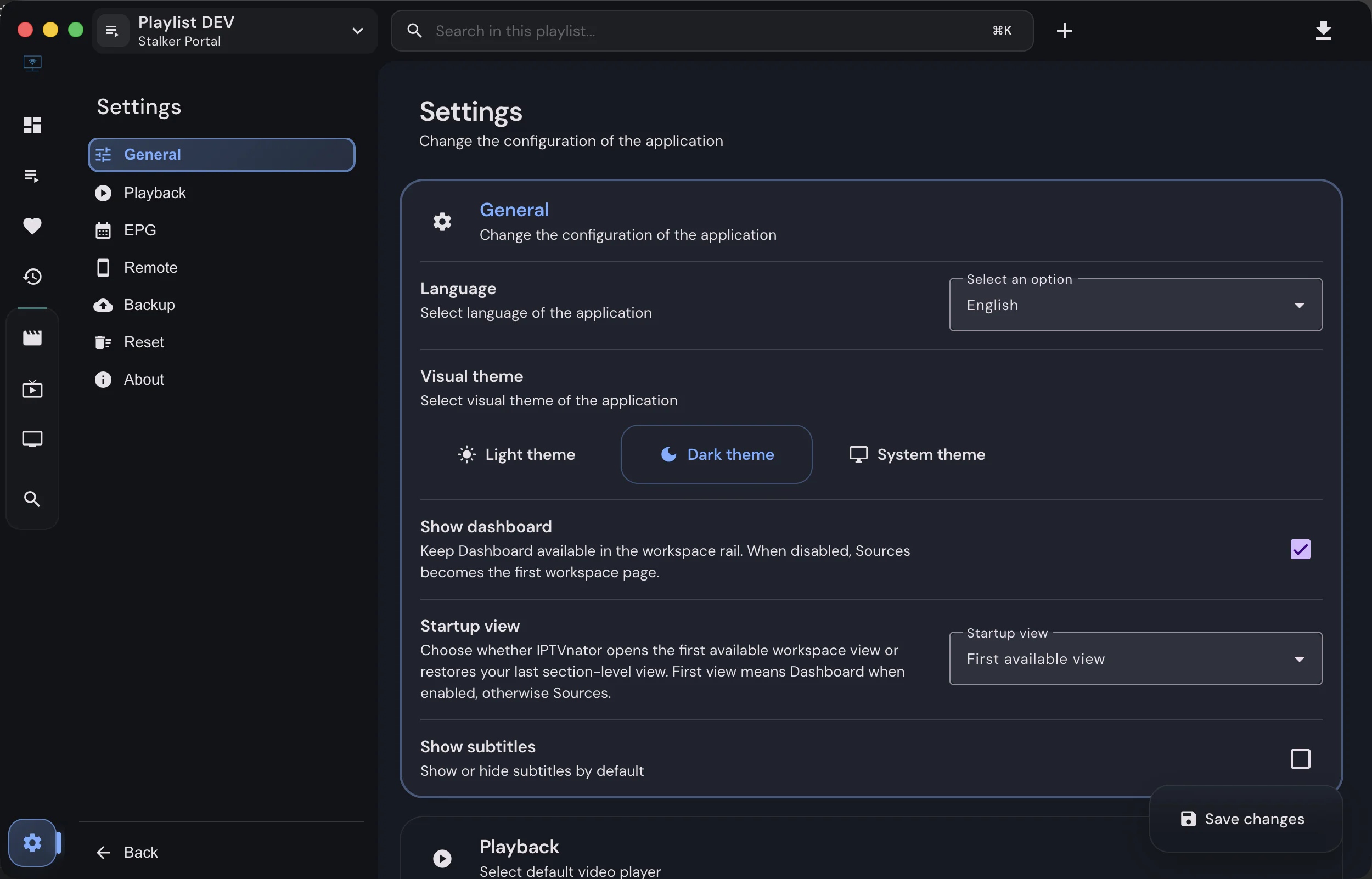 Application settings